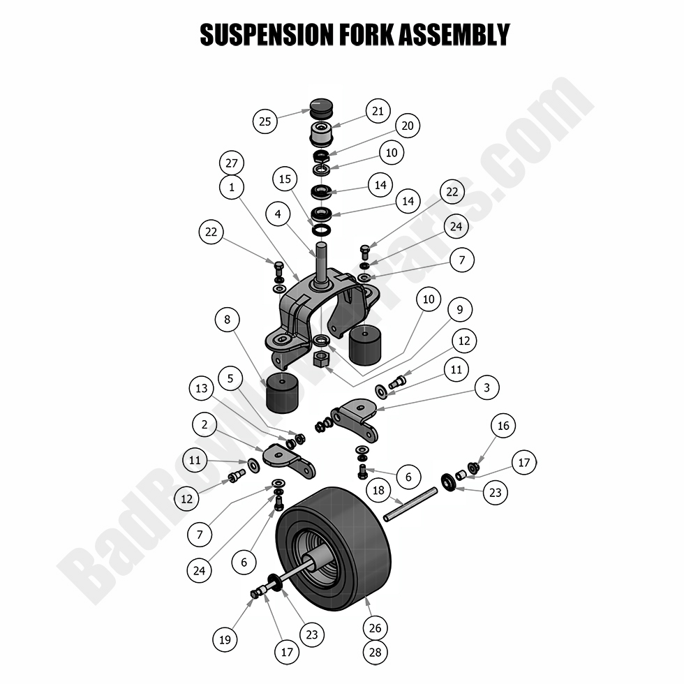 1845 - Bad Boy Mower Parts Lookup > 2018 > Diesel - 1500cc > Suspension Fork Assembly